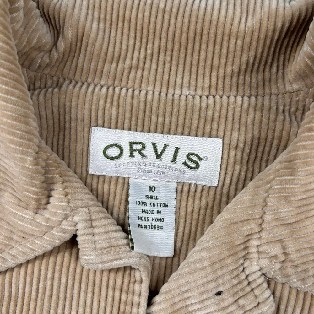 Orvis Shacket Womens 10 Tan Corduroy Chore Jacket Cotton Button Blazer Beige